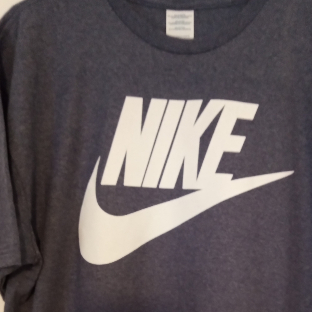 Nike Blue and White Short Sleeve Tee with Iconic Logo